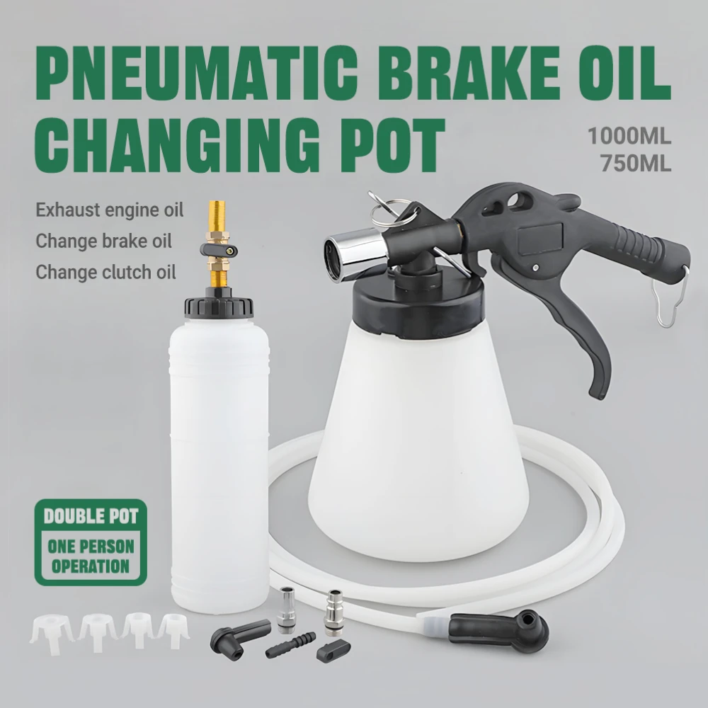 

Профессиональный комплект для замены тормозной жидкости с наполнителем емкостью 1000 мл и пневматическим горшком для прокачки масла 90-120 фунтов на квадратный дюйм для автомобилей, грузовиков и мотоциклов