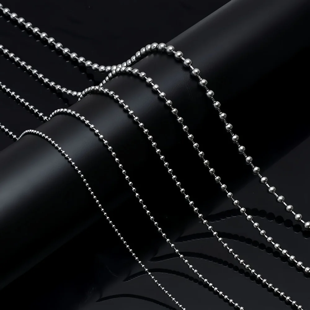 2,4 mm einfache Edelstahl-Rundperlenkette, Retro-Silberfarben, Herrenkette, modischer Damenschmuck, trendige Accessoires – Detail 4