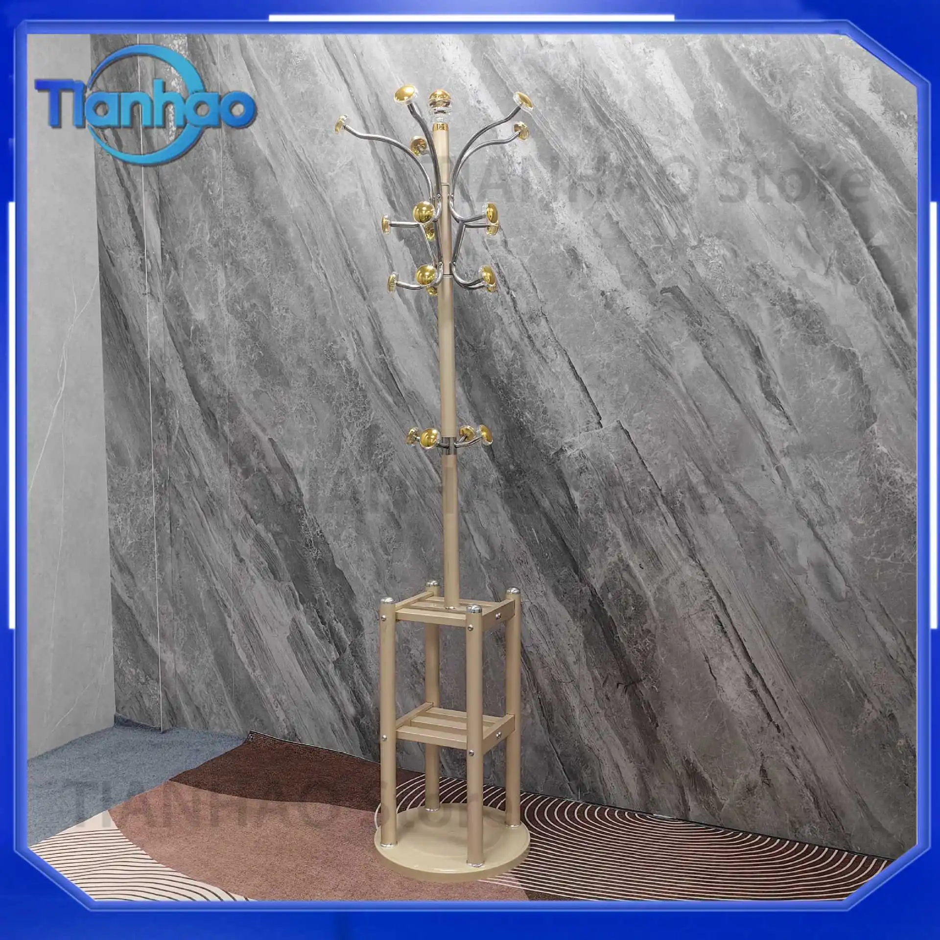 Floor Standing Italian Style Clothing Rack for Home Bedroom Entrance Living Room Creative Indoor Coat Hanger and Wardrobe