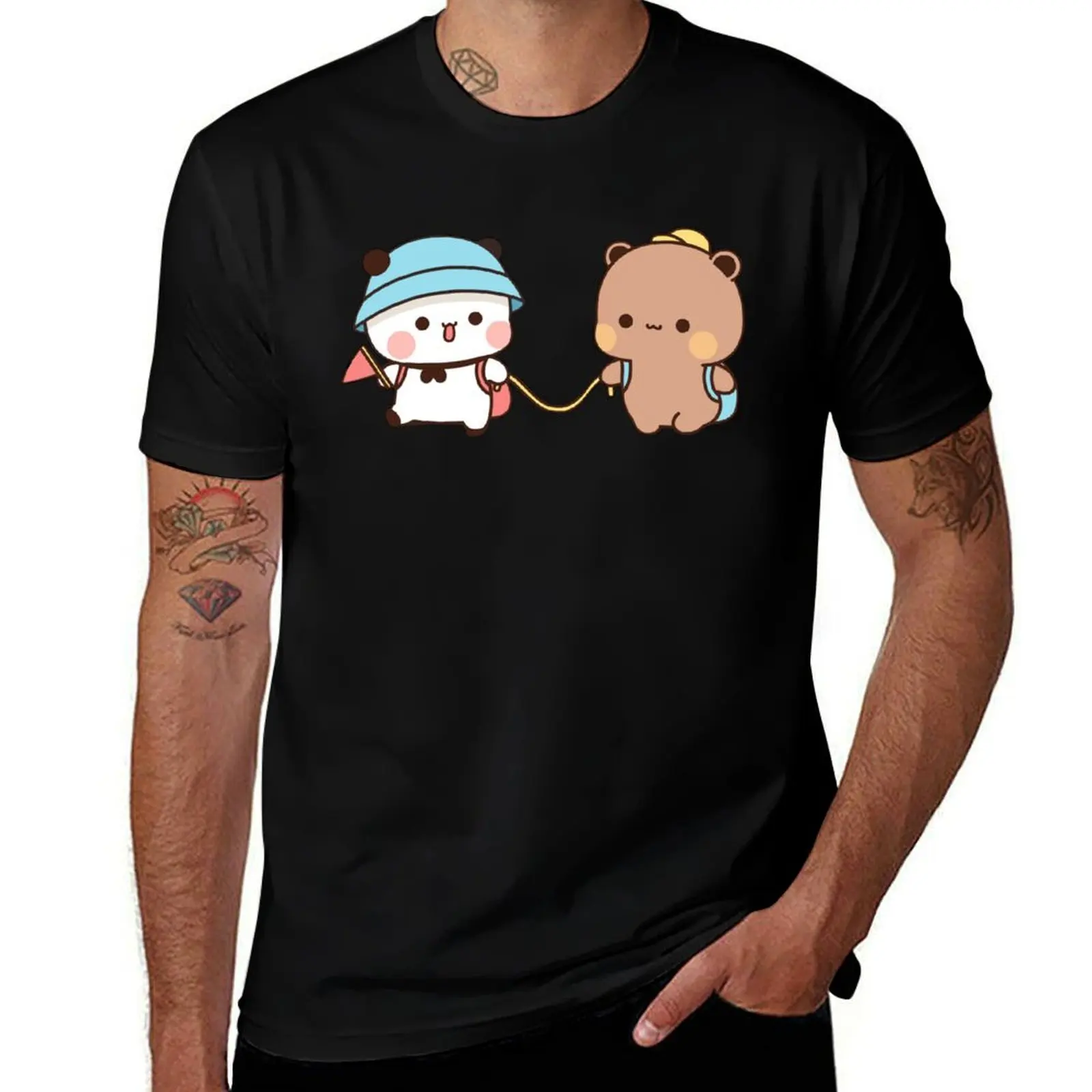 

DuDu Bear and BuBu Panda on summer vacation T-Shirt t shirts for man graphic tees t shirts for man cotton soft