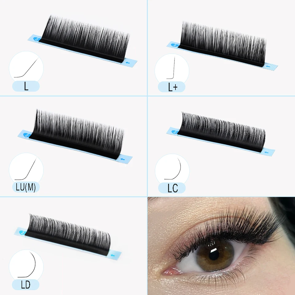 Wimper L/L +/Lc/Ld/Lu (M)/N Curl 12 Lijnen Valse Lash Extensions Mink Mat Zwart Materiaal Gemengd Dienblad L Curl Make-Up Wimpers