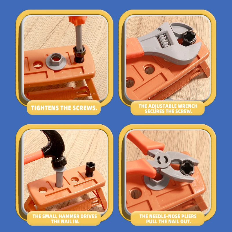 38pcs/39PCS/42PCS Toy Tool Box Set with Electric Toy Drill Simulation Repair Tools for Home Toys Construction Studio Toys