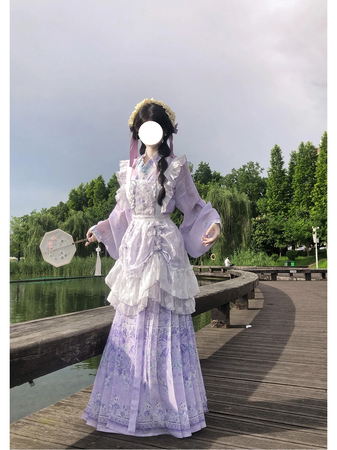 Purple Embroidered Floral Motif Hanfu Women's Skirt Thin Summer Style Lolita Dress Traditional Chinese Clothing Set