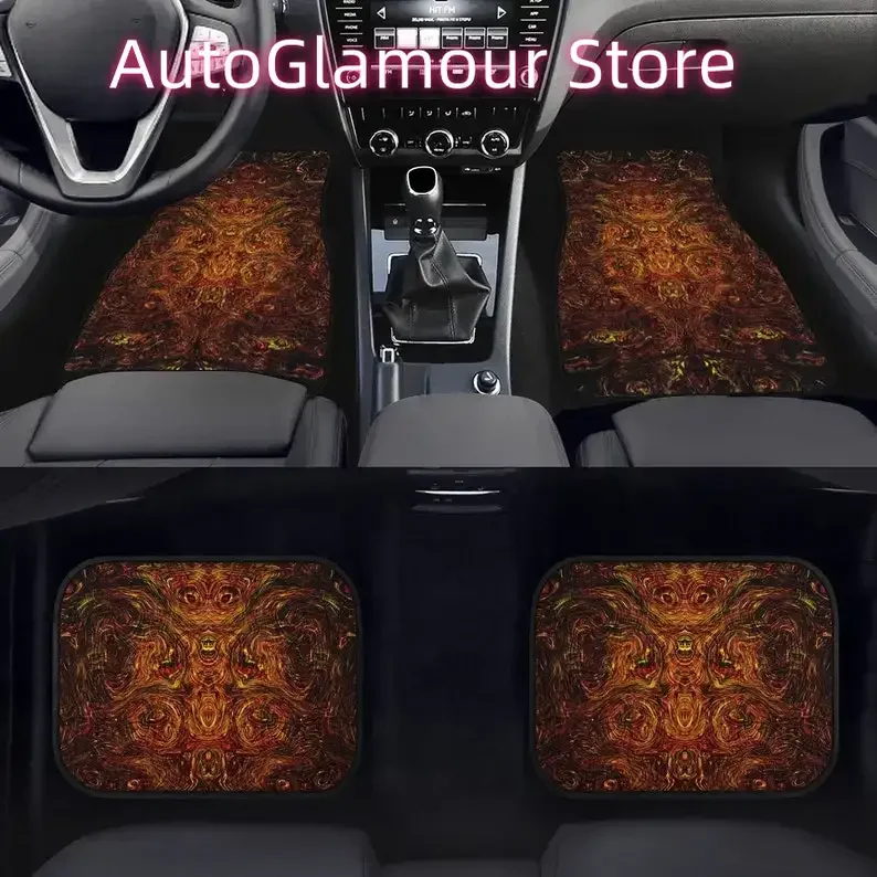 Psychedelic Shamal Fantasy Car Floor Mats - Tribal Trippy Car Decor, Magical Journey, Conversion Van, Wild Car Accessories, Craz