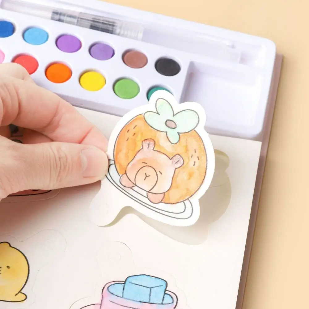 Creative Gouache Graffiti Picture Book with 10-Color Pigment Blocks 24 Pages Blank Doodle Book Set Dip Pens Gouache Art