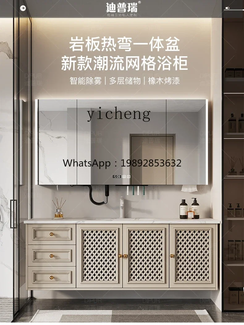 

Stone Plate Hot Bending Whole Washbin Bathroom Cabinet Combination Mirror Cabinet Bathroom Hand Washing Wash up Sink