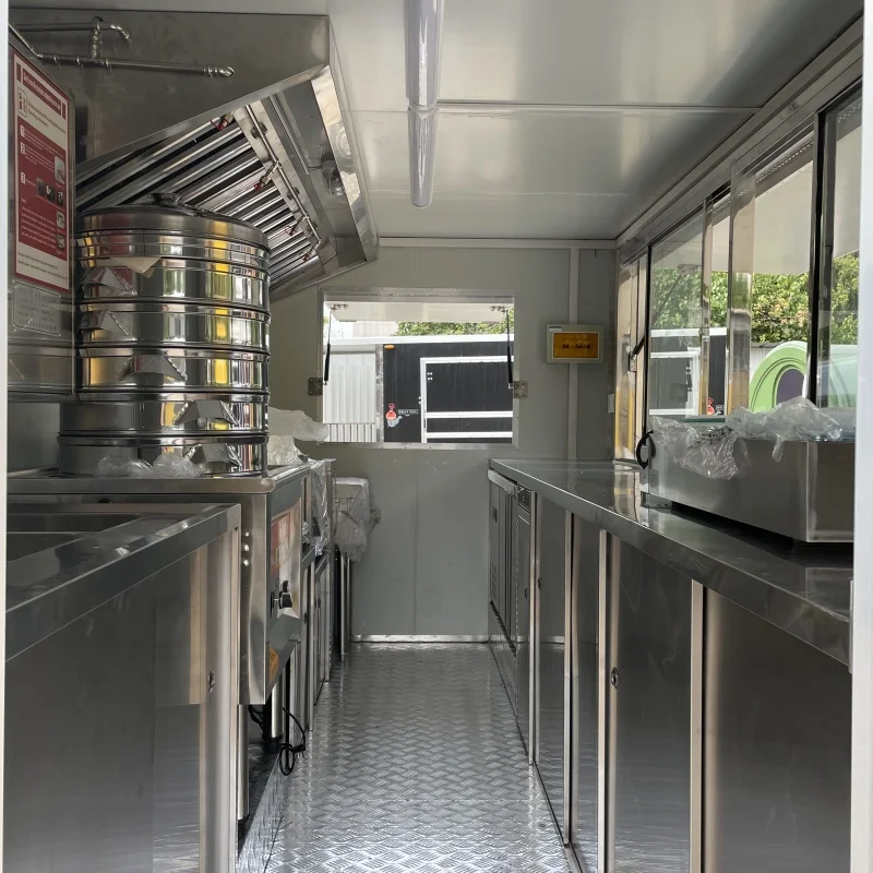 Customized Outdoor Luxury Mobile Food Truck Trailer Stainless Steel Food Carts And Food Trailers Commercial Fast Trailer