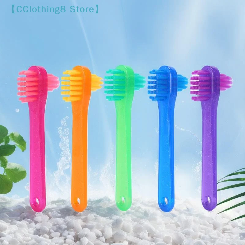 1/5/10 Pcs T-shape Denture Dedicated Plastic Brush Toothbrush Dual Head False Teeth Brushes Braces Retainer Brush【AliS8】
