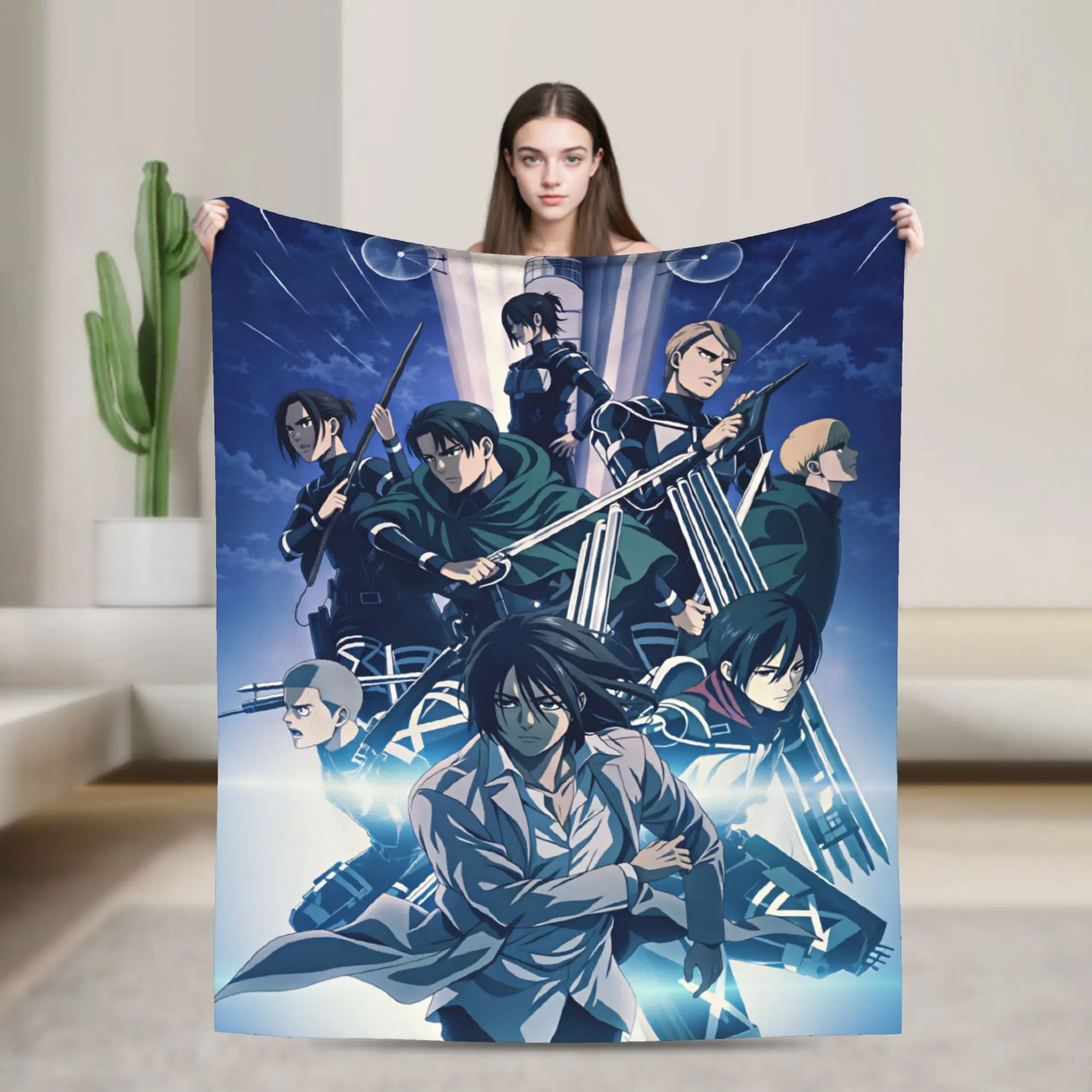 Attack On Titan Blanket  Travel Flannel Throw Blanket For Couch Chair Warm Soft Custom DIY Quality Bedspread Birthday Gift