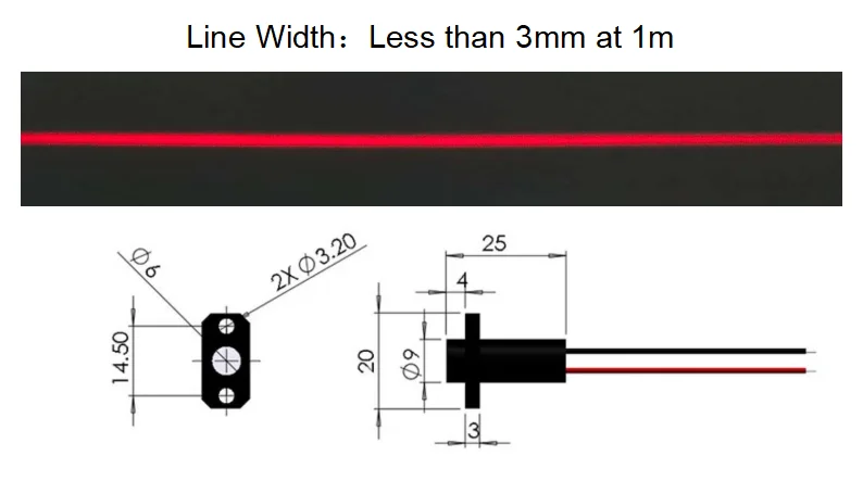 Neues kompaktes rotes Linienlaserdiodenmodul 635nm 650nm 660nm D9mm 0,5mW 1mW 5mW 10mW 20mW 3V Industriequalität für Holzbearbeitung – Detail 4