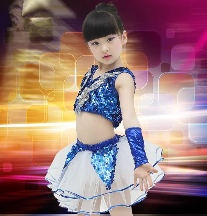 Jazz Dance Performance Costumes Boys and Girls Sequins Modern Dance New Poncho Skirt Stage Performance Suit