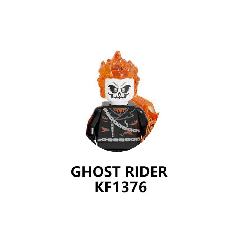 Bloques de construcción de Ghost Rider para niños, juguete de ensamblaje de rompecabezas de imagen de figura de Anime de acción de dibujos animados, modelo de muñeca, regalo de vacaciones, KF6120