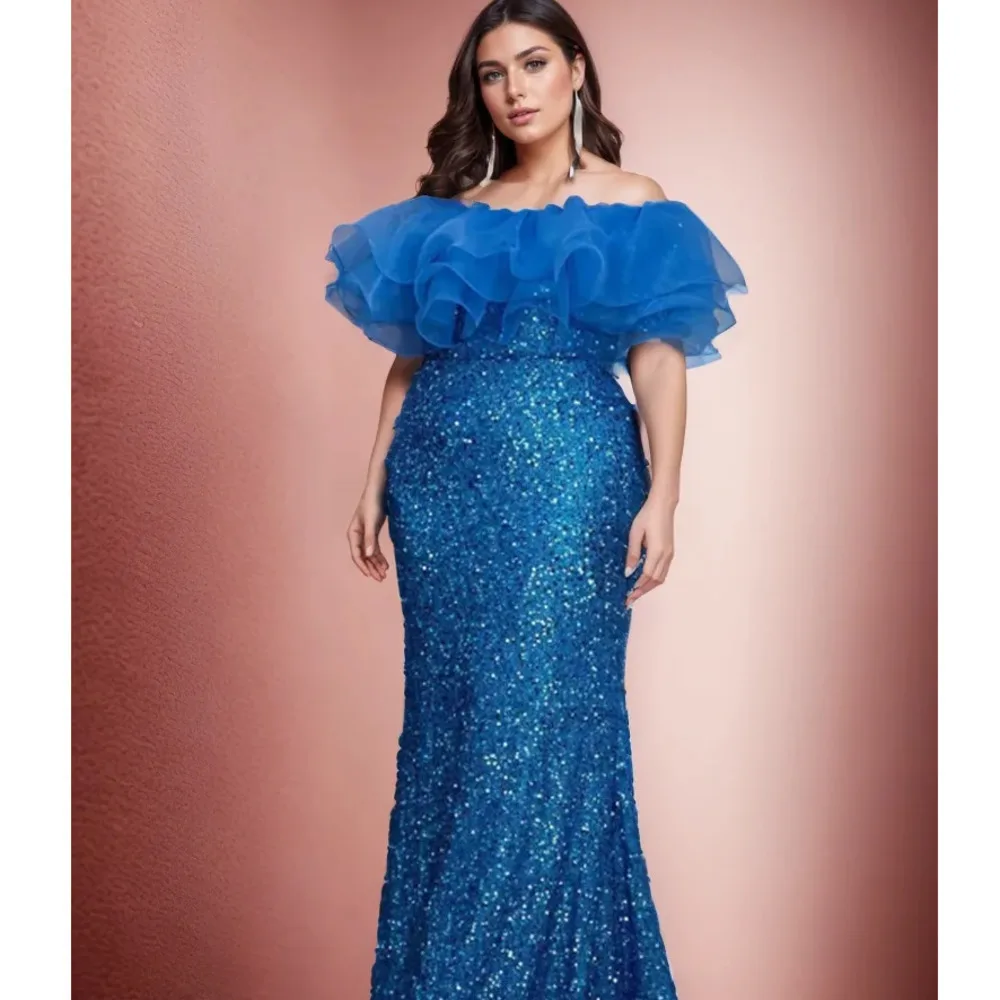 

Women Dress New Fashion Slim Strapless Mesh Splicing Elegant Sequin Slim Fit Party Long Dresses Large Female Evening Dress