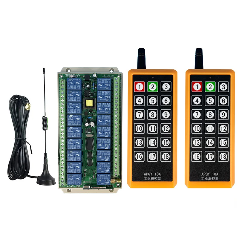 433 MHz AC 220V 18CH RF Wireless Remote Control Switch Radio Receiver With 2000M Long Distance Remote controller Suckers antenna