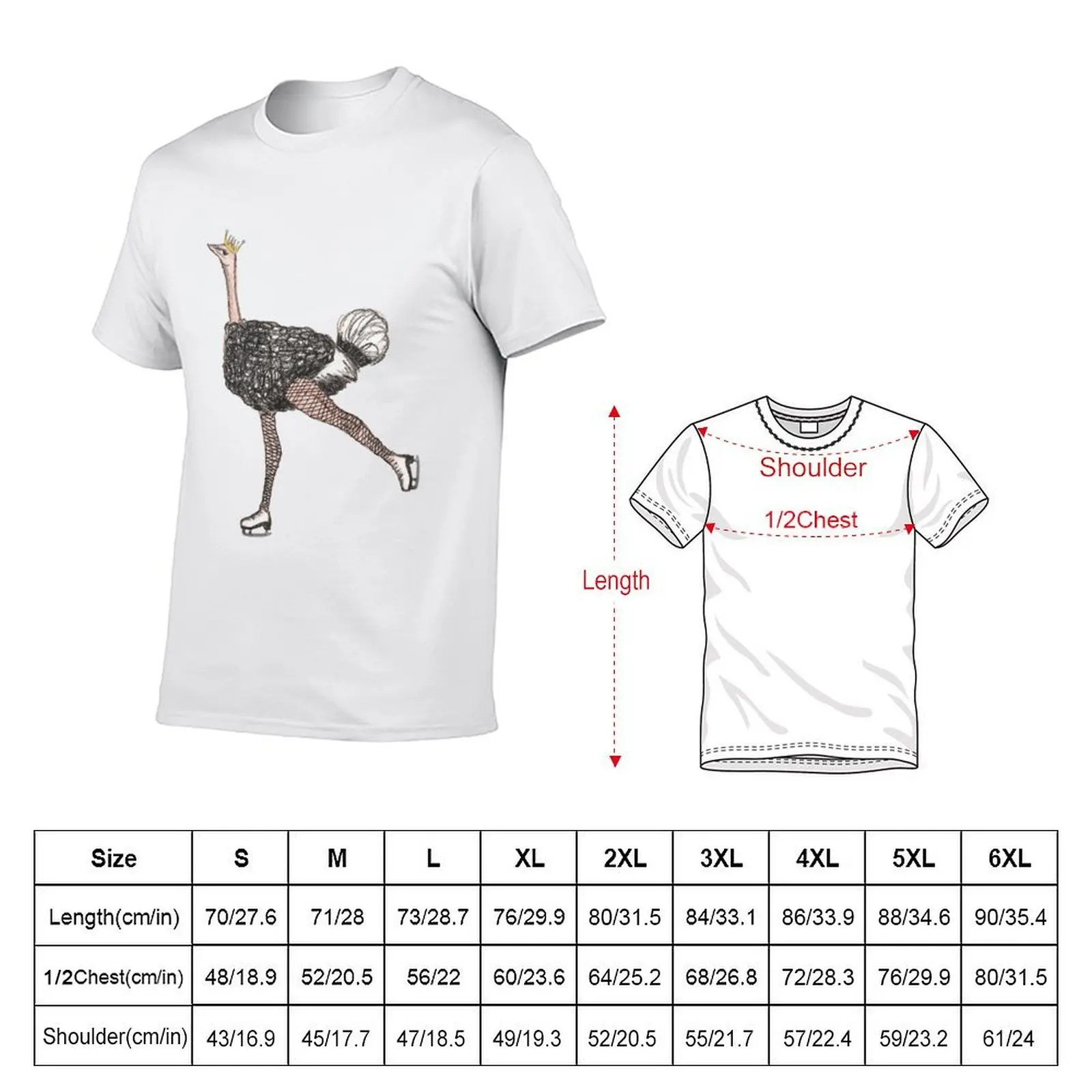 Figure Skating Ostrich T-Shirt street wear cute tops compression shirt men