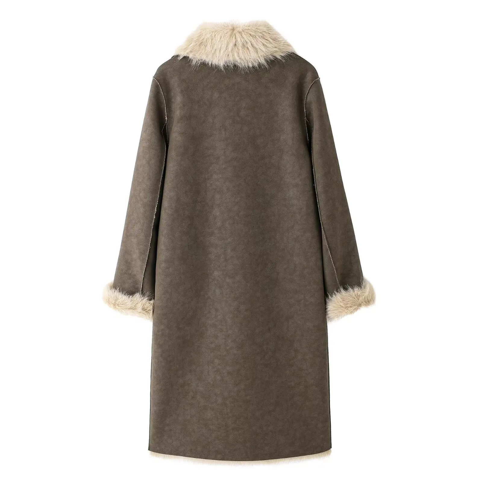 UNIZERA women's long coat with double lapels and long sleeves worn on both sides for autumn and winter