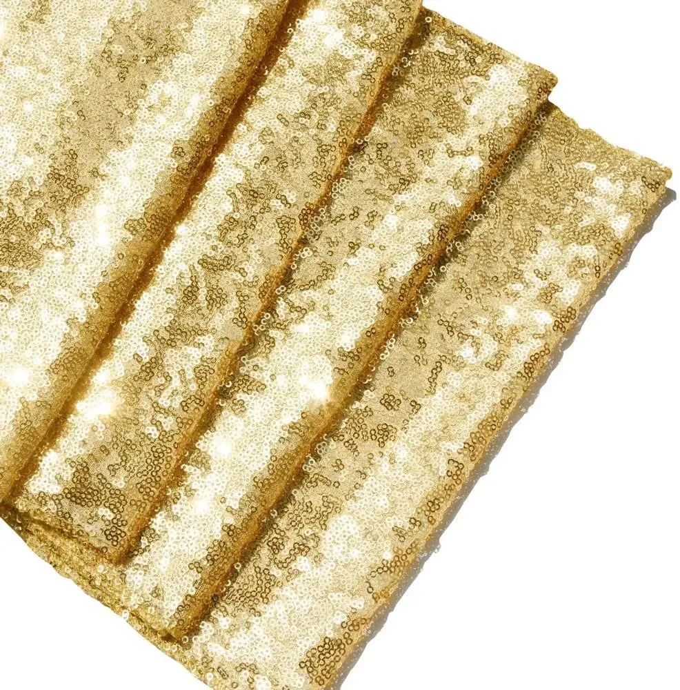 Sparkly Rose Gold Event Party Supplies Fabric Sequin Table Runner Decorations for Holiday Wedding Birthday Christmas Cloth Decor