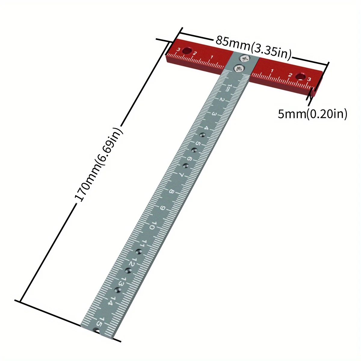 T Square Positioning Ruler, 170mm Aluminum T-Ruler, Laser Printed, Drafting Architect Ruler, Set Square Companion Measuring Tool