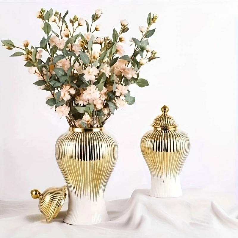 

European flower arrangement vase handicraft ornament porch decorative ceramics light plating general jar