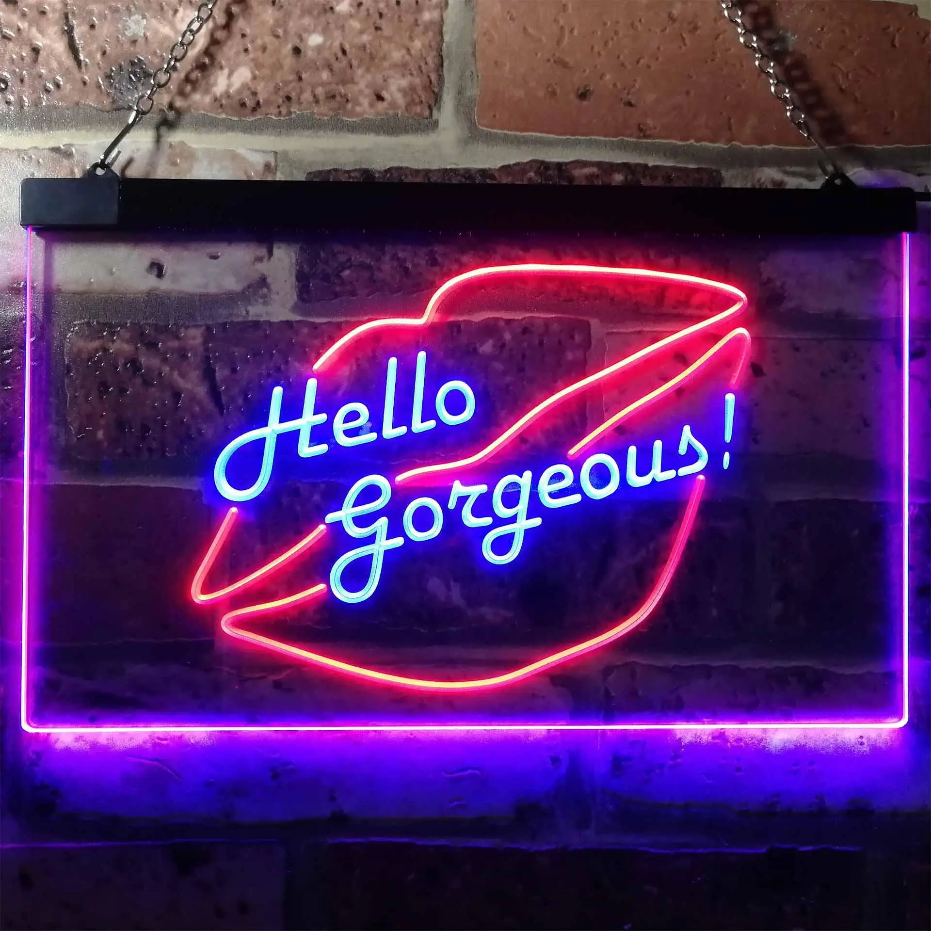 Hello Gorgeous Lips Room Decoration Dual Color Led Neon Sign st6-i3179