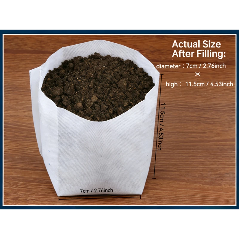 100pcs Small Grow Bags Fabric Seed Starter Pots Thick Nursery Plant Bags For Vegetable Flower Gardening Accessories