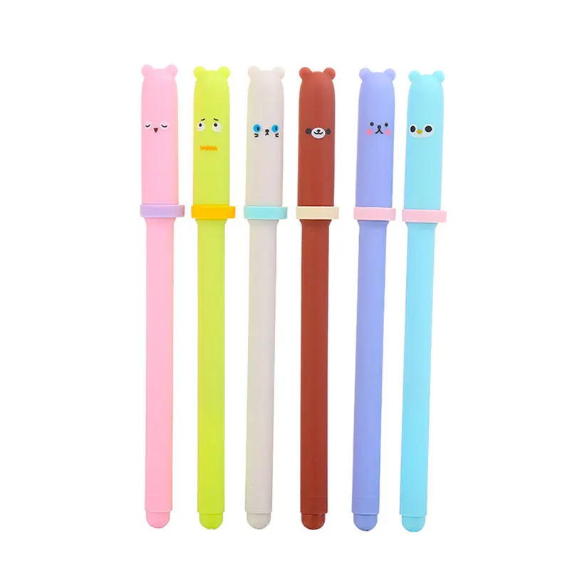 

30Pcs Animal Expression Pen Cap Neutral Students Write Signature Pen Black Core Office Stationery Supplies