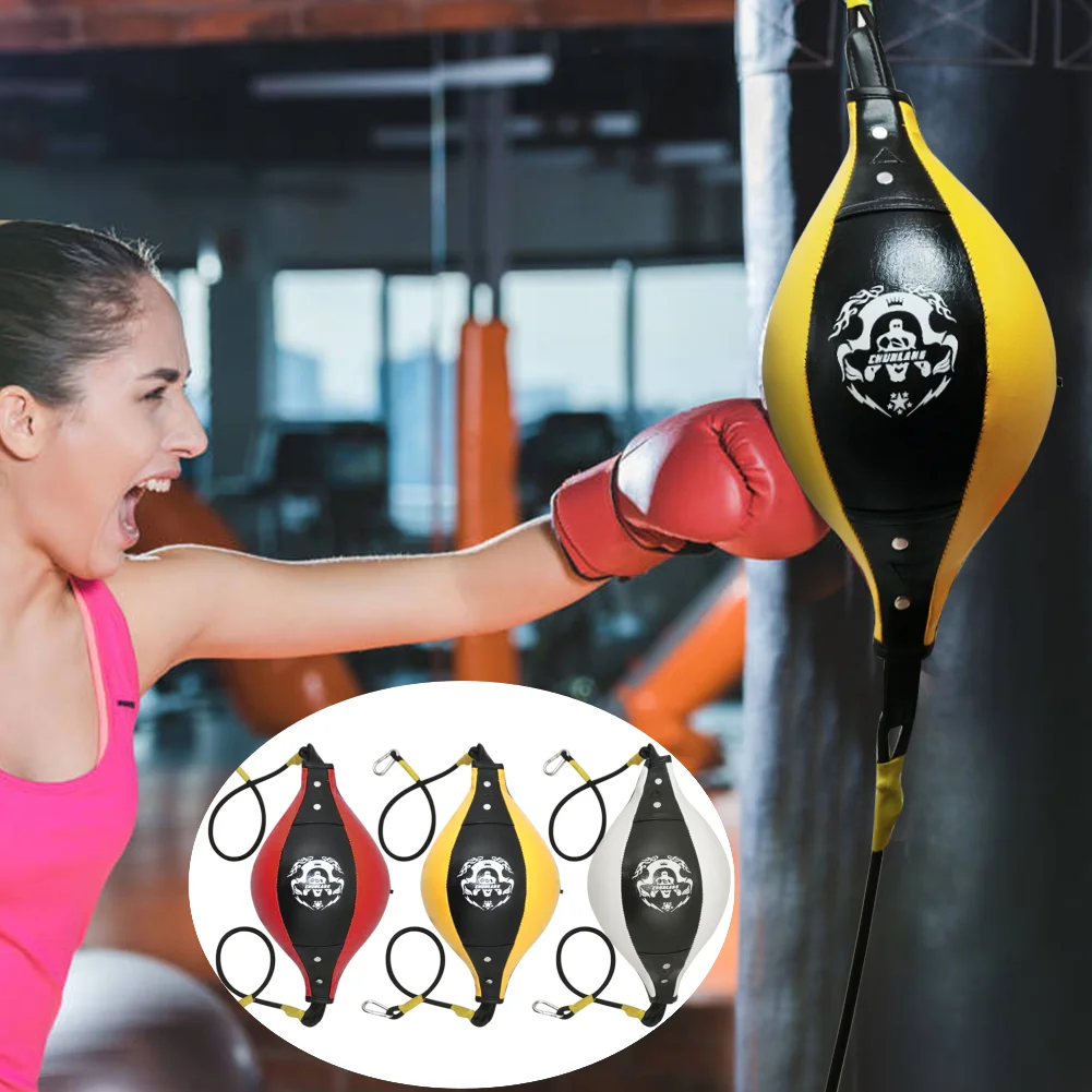 Pelota de boxeo Dodge Speed de doble extremo, cuero PU, inflable, Muay Thai, MMA, entrenamiento, saco de boxeo de suelo a techo/guantes de boxeo