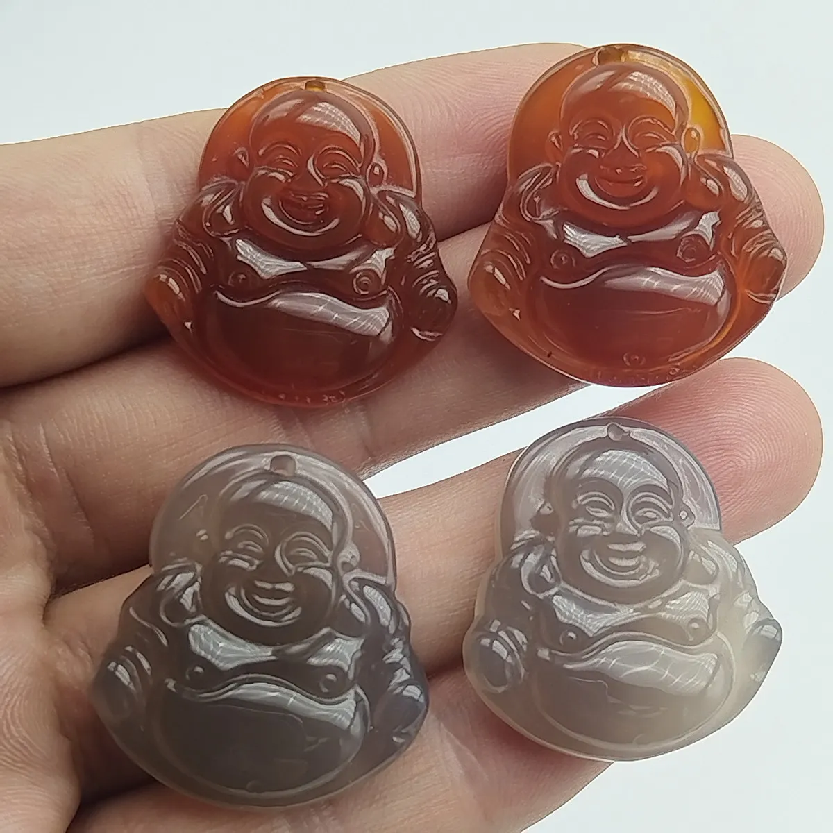 Wholesale 100% Nateral Agate Pure Hand Polished Carving Laughing Buddha Pendant