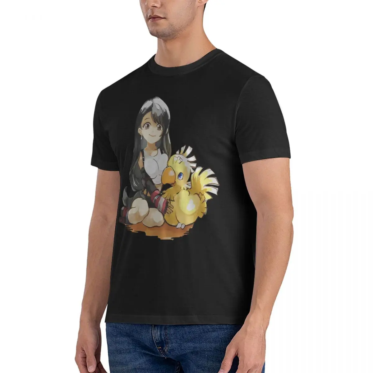 Men Tifa T Shirt Chocobo Cotton Tops Cool Short Sleeve Crew Neck Tee Shirt Adult T-Shirt