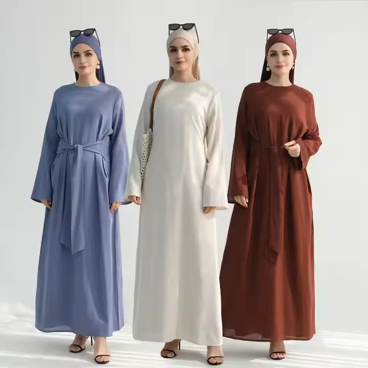 

Eid Djellaba Dubai Abaya Fashion Lace-Up Robes Women Muslim Modest Dress Turkey Kaftan Ramadan Islam Jalabiya Kebaya Caftan Gown
