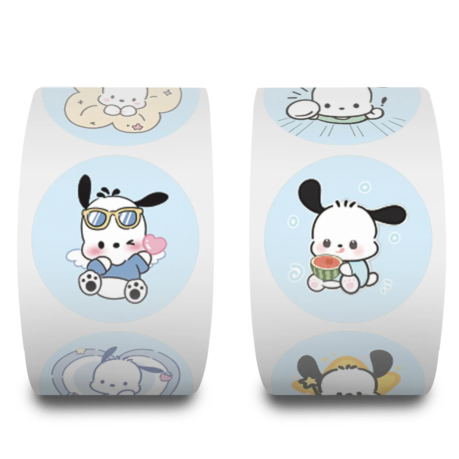 500Pcs/Roll Cute Sanrio Pochacco‌ Sealing Stickers Kawaii Dog Cartoon Roll Decal DIY Notebook Phone Guitar Scrapbook Kid Toys