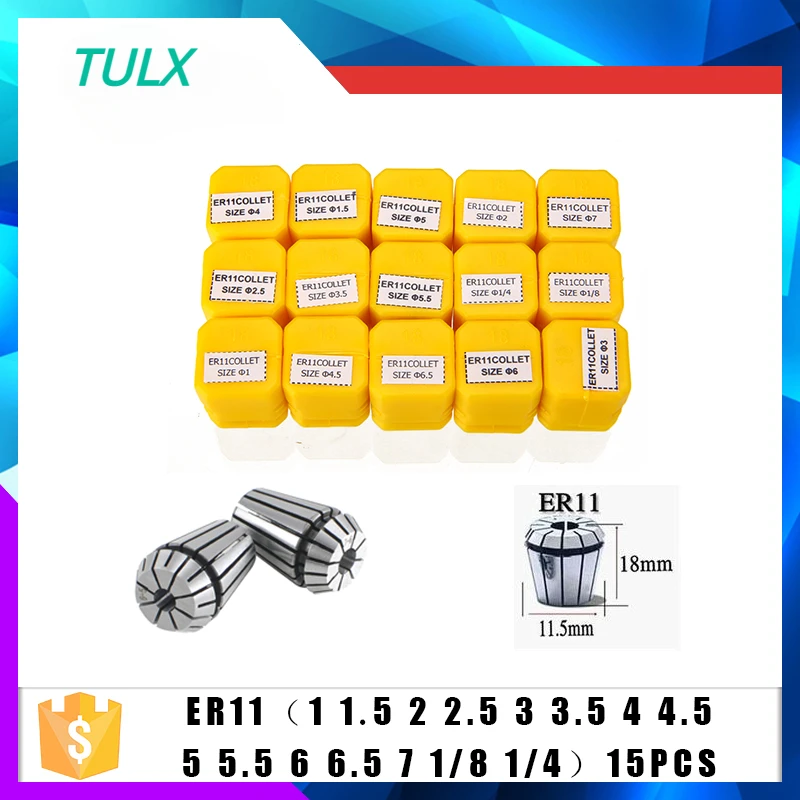 TULX ER11 ER16 ER20 ER25 ER32 9pcs/set Spring Collet AA High Precision 0.008 mm Collet Set For CNC Engraving Machine  Mill Tool