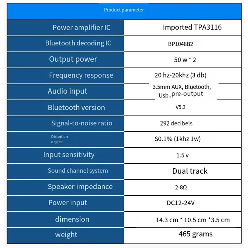 A42T-TPA3116 بلوتوث 5.3 مضخم الطاقة الرقمي Hifi ستيريو مكبر كهربائي مضخم الصوت USB فك 50 واط + 50 واط الولايات المتحدة التوصيل Durab