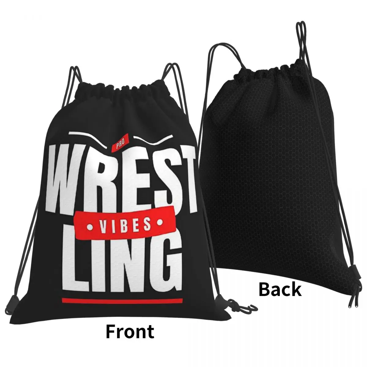 Pro Wrestling Vibes Backpacks Casual Drawstring Bags Sports Bag Book Bags for Man Woman School