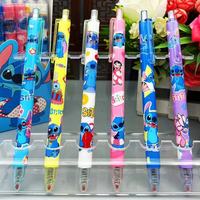 Disney Stitch Gel Pens 12pcs Cartoon New Pressing Pen Black Water Ink 0.5mm Cute Signature Pen Stationery Student children Gift