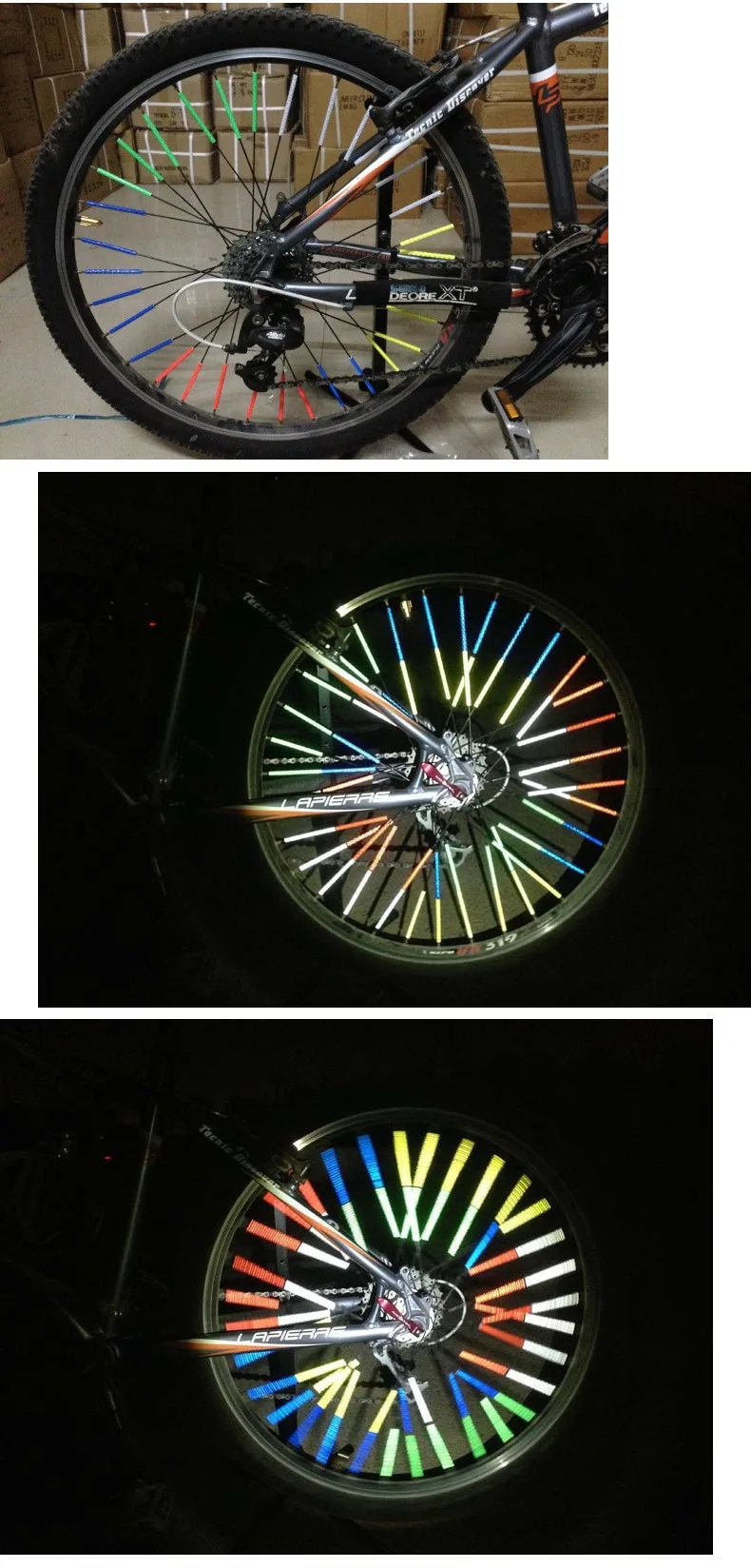 Bicycle Light with Reflector, Reflective Night Rim Spoke Clamp Tube Safety Warning Light, Bicycle Bicycle Bar, Reflector 12Pc