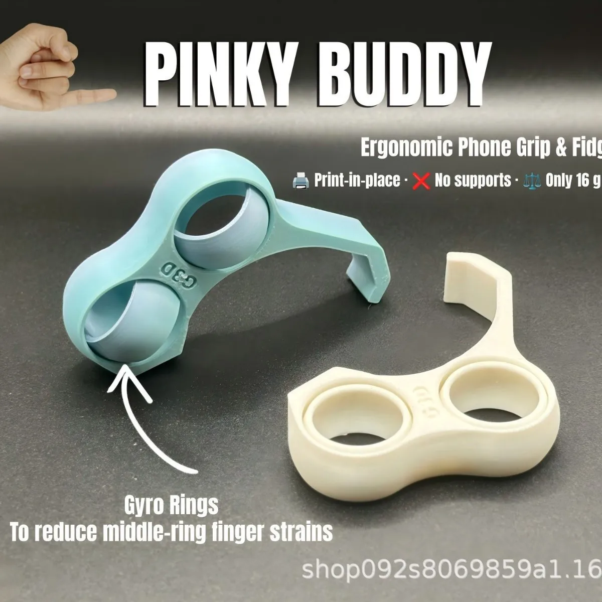 Ergonomic Phone Grip Stand Multi-functional Stress Relief Holder for Phone Compatible with iPhone Android