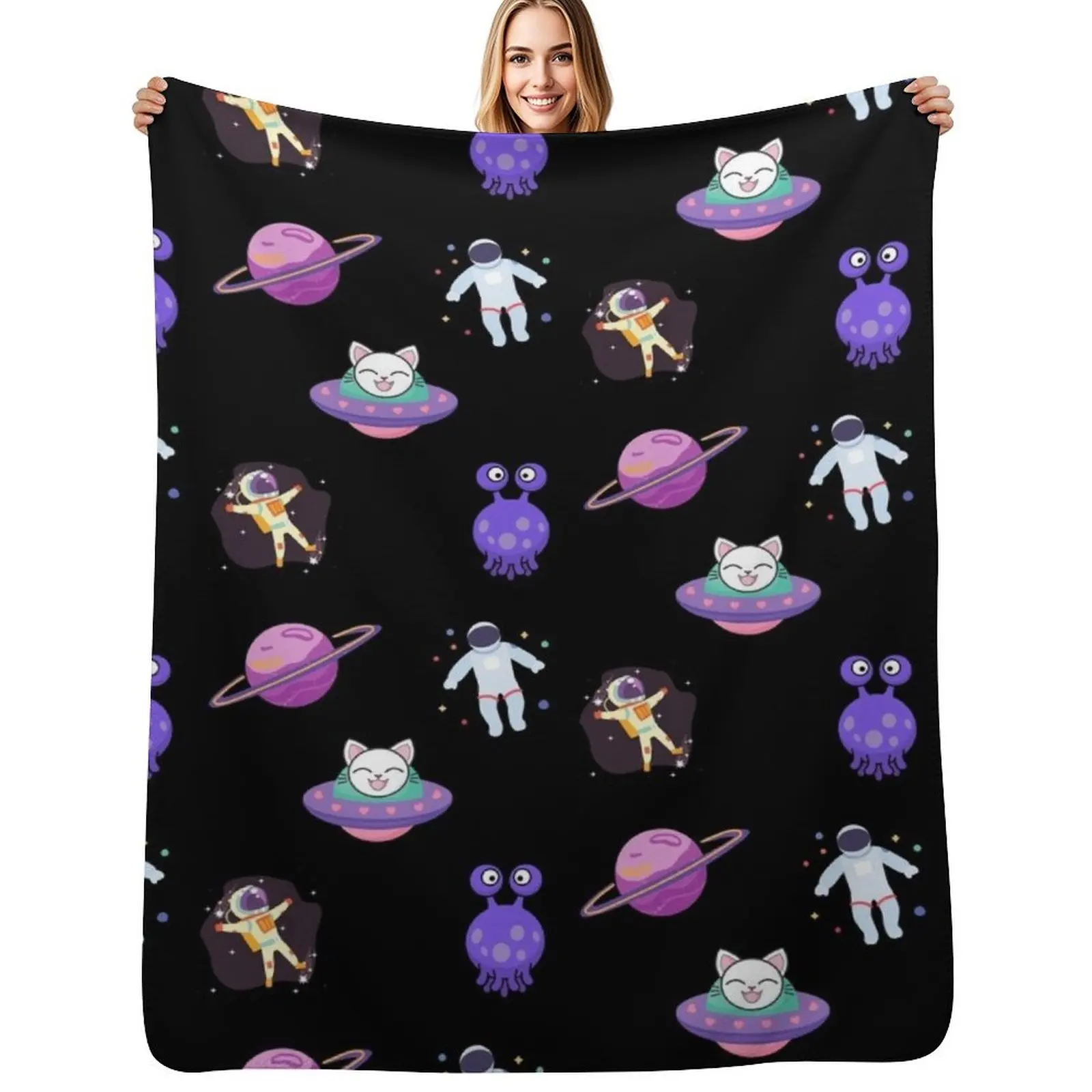 

The Space Cat Sticker pack Throw Blanket Air Conditioner Soft Blanket for Office Home