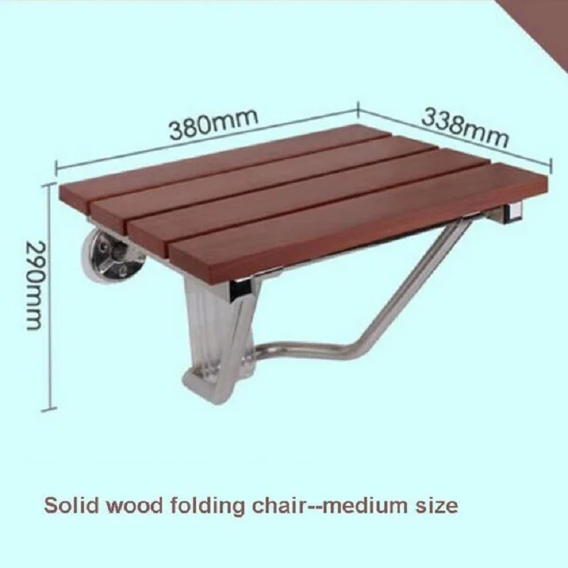 Shower Folding Seat Bath Shower Wall Chair Bathroom Stool Household Wall Mounted Shower Seat (38*33.8cm) Solid Wood High quality