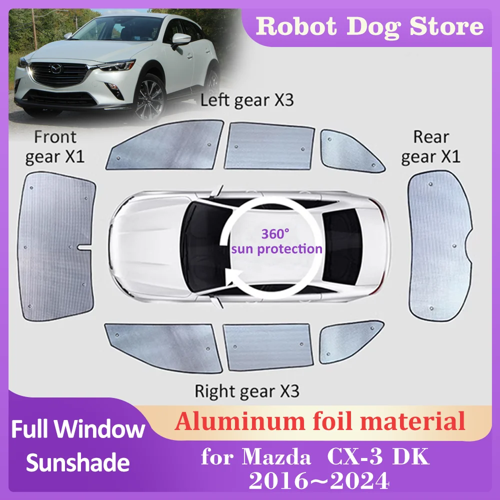 

Car Sunshades Mat for Mazda CX-3 CX3 DK 2016~2024 Roof Windows Sun Visor Side Windshield Pad Sunroof Curtain Cover Accessories