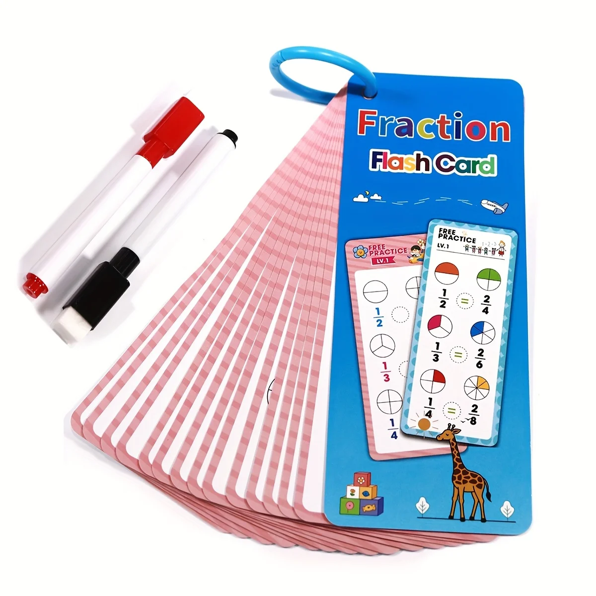 15 Number Cards, Math Fraction Flash Cards, Reusable Erasable Math Learning Cards