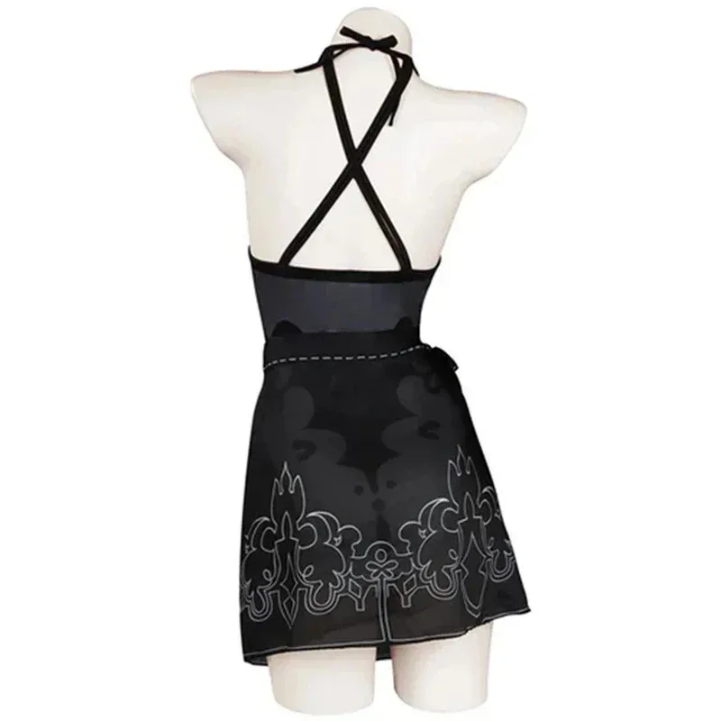 أنيمي لعبة Nier Automata Yorha 2B تأثيري حلي مثير الجوف بيكيني ملابس السباحة الرسن الرقبة ملابس السباحة المايوه مجموعة fl;/5