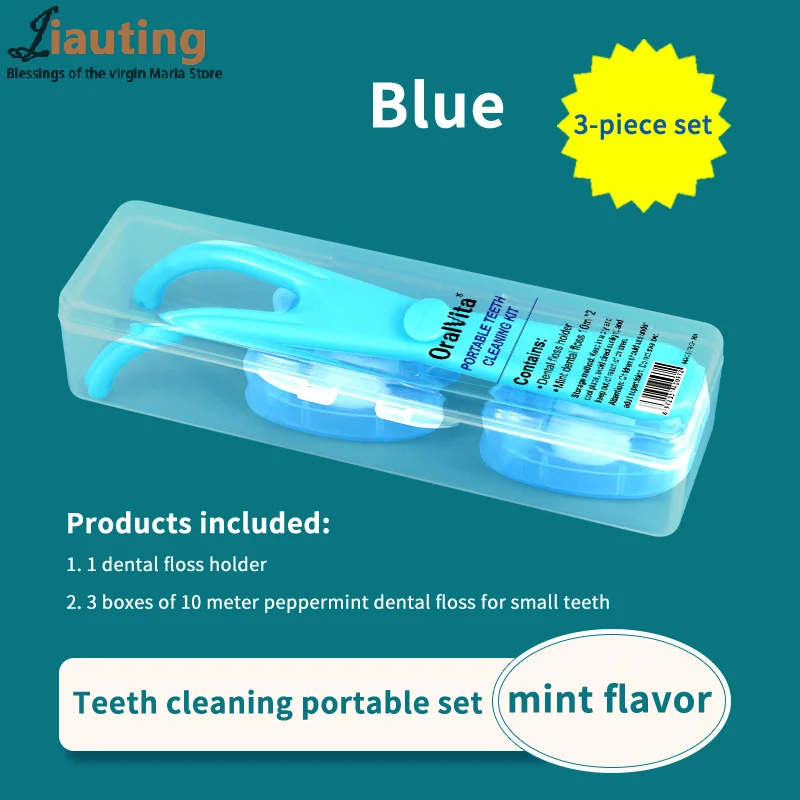 10 متر خيط تنظيف الأسنان مع حامل مع صندوق تخزين تنظيف الأسنان يختار قابلة لإعادة الاستخدام استبدال مقبض عصا أداة عراف للأقواس