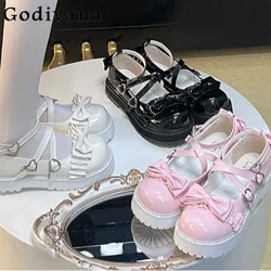 JK Uniform High Heels Platform Shoes Sweet Girl Casual Lolita Bow Japanese Leather Shoe