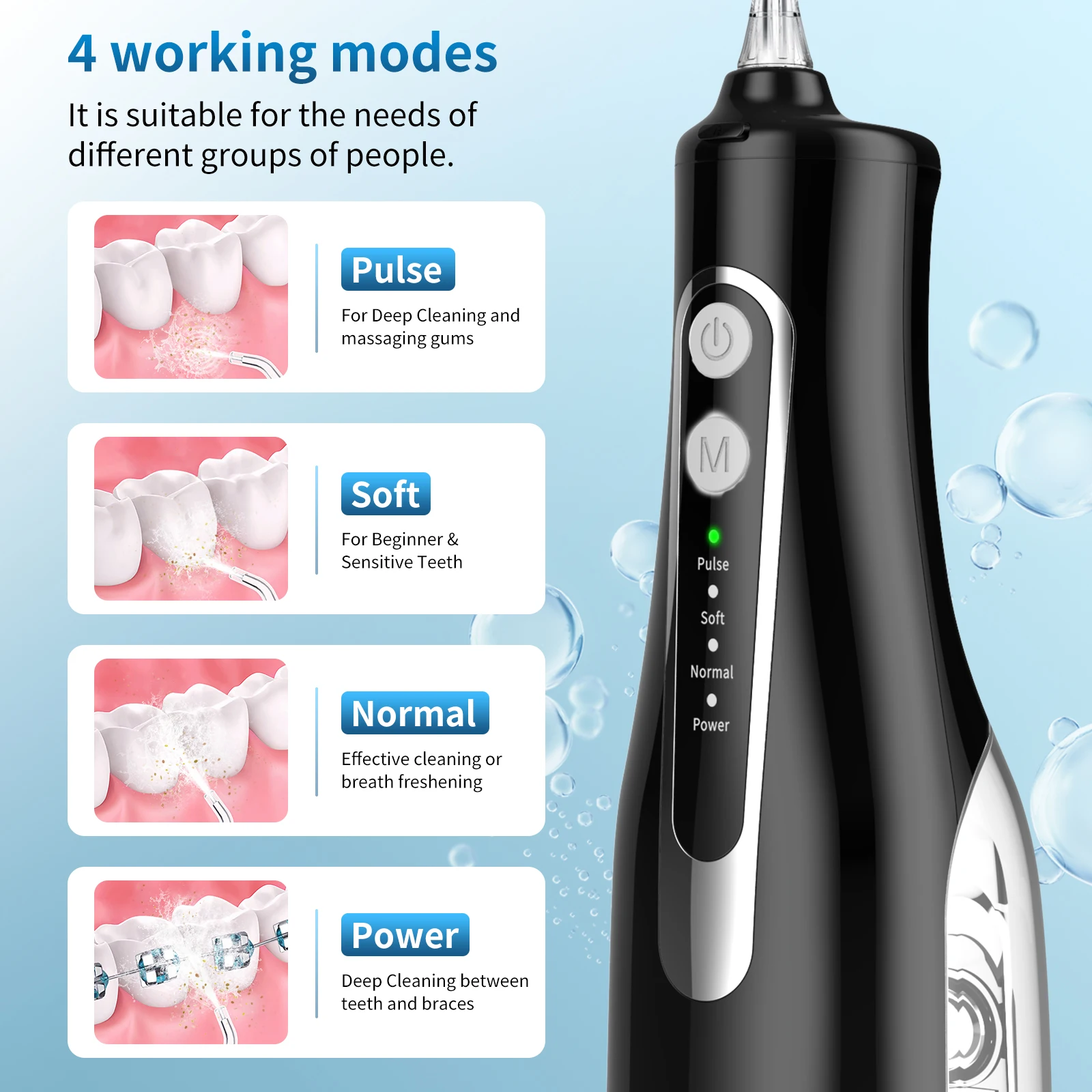 Hot-selling Portable Water Flosser Rechargeable Cordless Electric Flosser Waterproof IPX7 Dental Oral