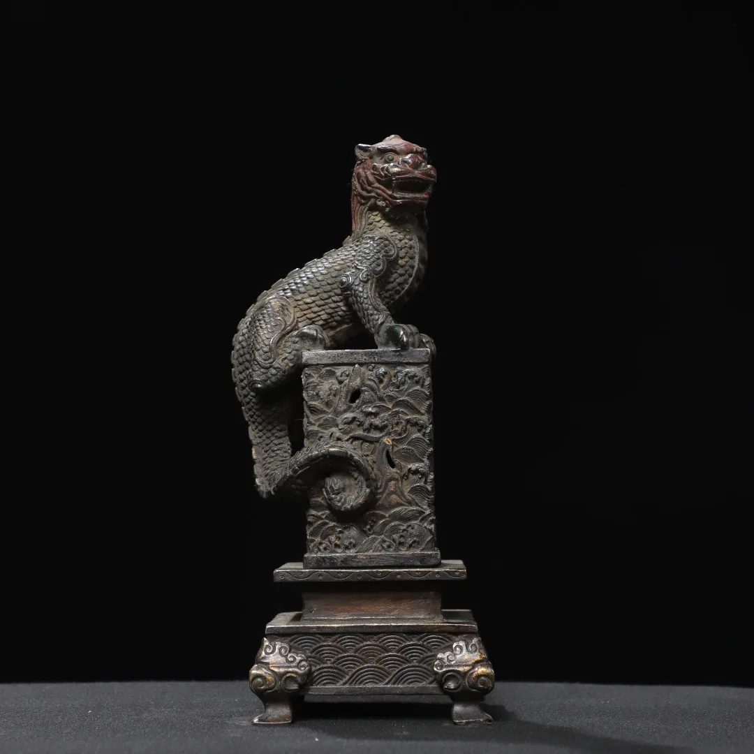 Old copper Qing Dyansty copper god beast Statue, Free shipping