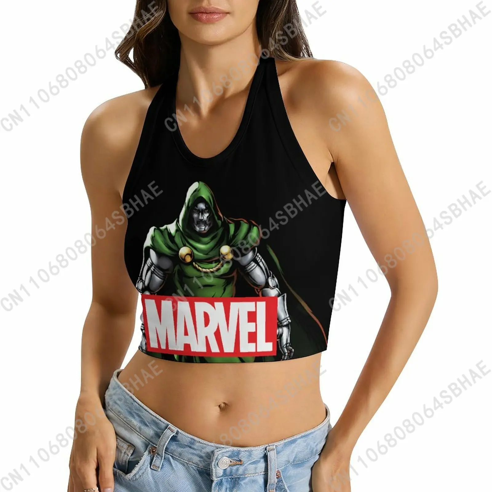 

Marvel Doctor Doom Custom Photo Women's Halter Top Personalized Picture Tie Back Cami Upload Your Gift Wife Girlfriend Cosplay