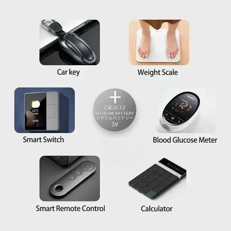 CR2032 Cr2032 Button Cell Battery 3V Lithium Button Cell DL2032 ECR2032 5004LC for Toy Calculator Car Key Watch Remote Control