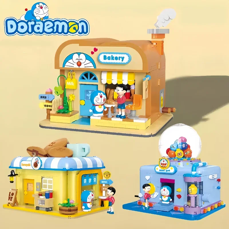 

KEEPPLEY Doraemon building blocks kawaii assembled dorayaki bear street scene room decoration birthday gift children's toys