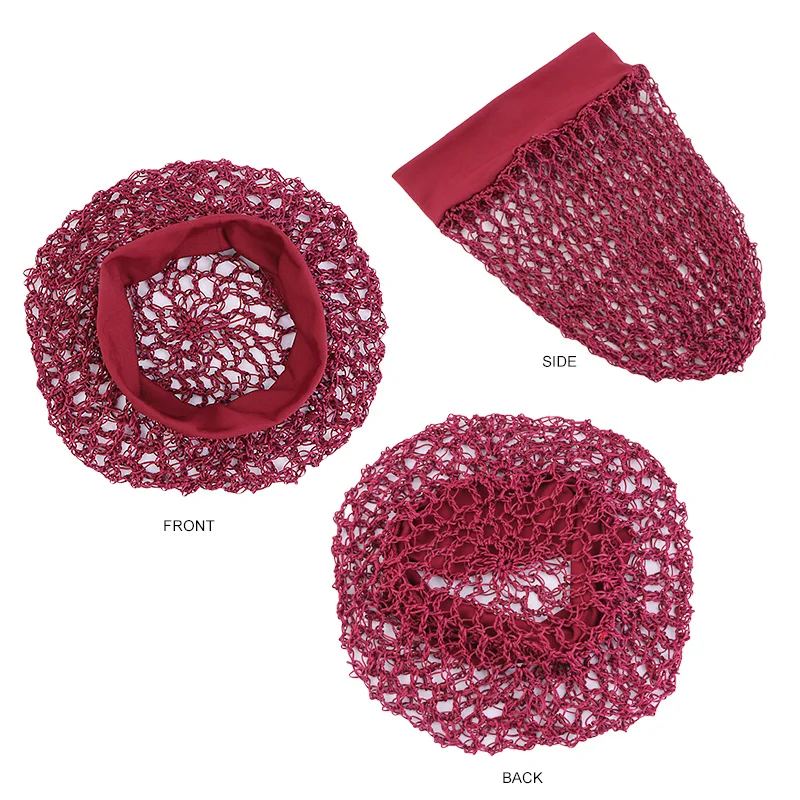 New Women Ladies Hair Net Stretchy Wide band satin Mesh Snood Hair Net Soft Rayon Snood Crochet Hair Net Accessories